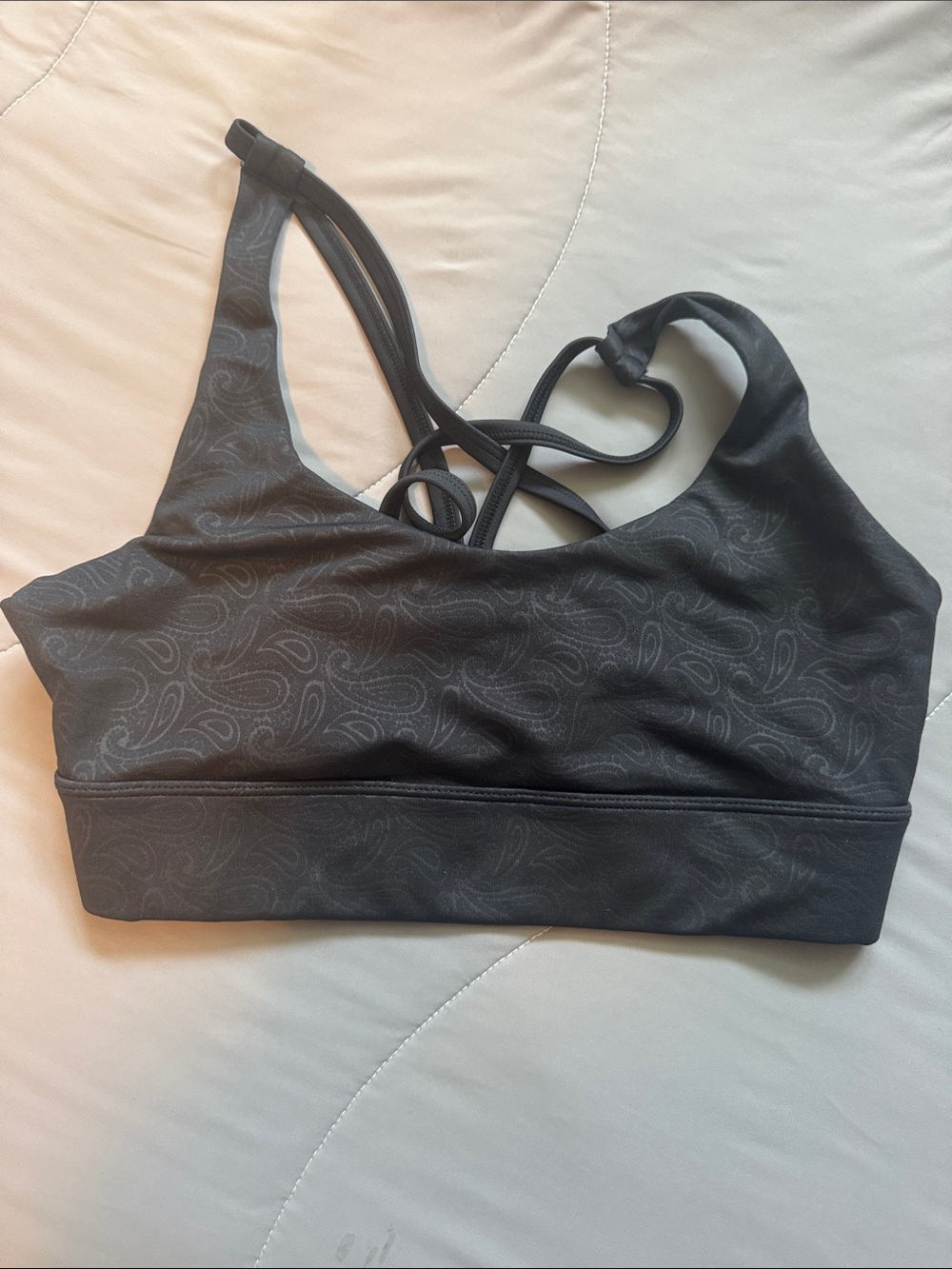 ZYIA Black Paisley Strappy Sports Bra